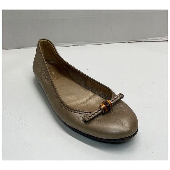 Gucci Ballet flats with monogram | Women Gucci Marmont Muted Gold Leather Bamboo Flats Ballet Slipper Italy Sz EU 36